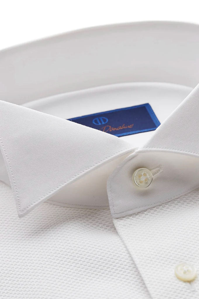 Pique White Wing Collar Tuxedo Shirt by David Donahue