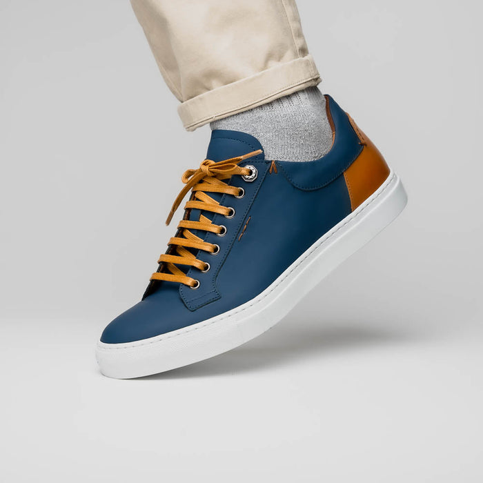 Zelli Diaz Rubberized Calfskin Sneaker in Navy with Matte Finish
