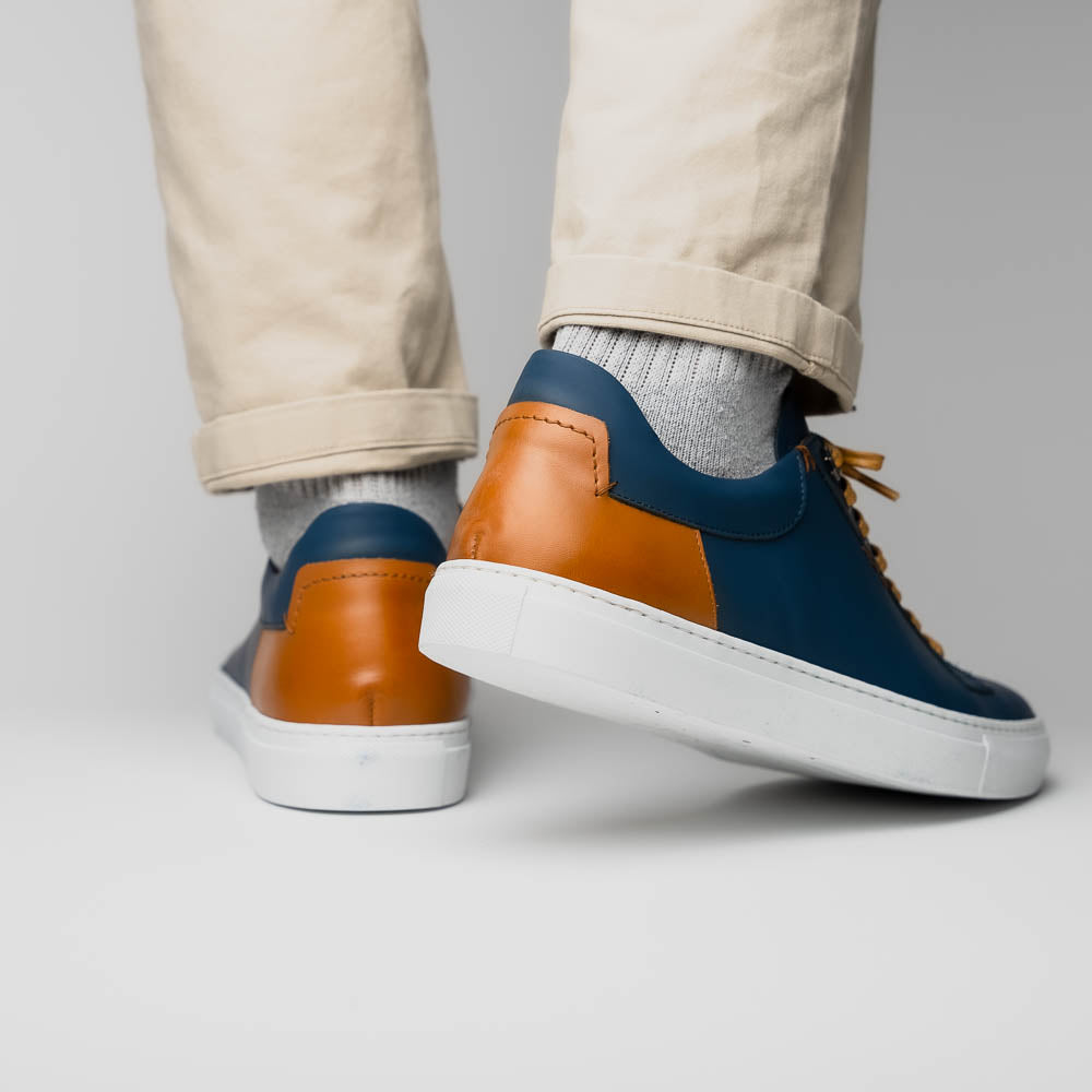 Zelli Diaz Rubberized Calfskin Sneaker in Navy with Matte Finish