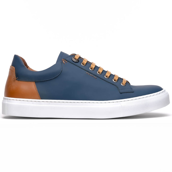 Zelli Diaz Rubberized Calfskin Sneaker in Navy with Matte Finish