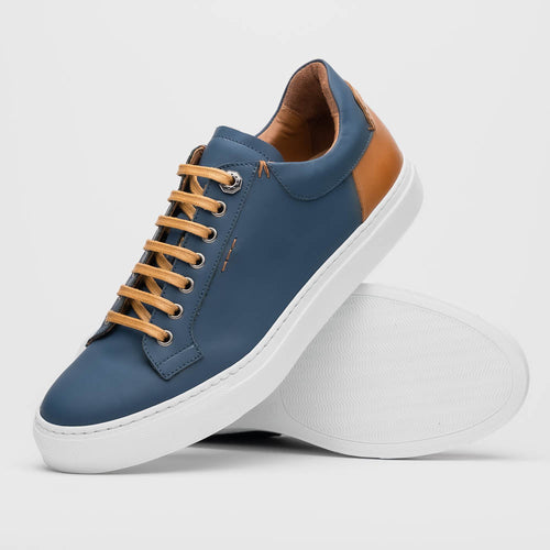 Zelli Diaz Rubberized Calfskin Sneaker in Navy with Matte Finish