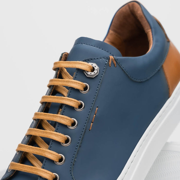 Zelli Diaz Rubberized Calfskin Sneaker in Navy with Matte Finish