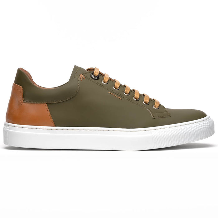 Zelli Diaz Rubberized Calfskin Sneaker in Olive Green