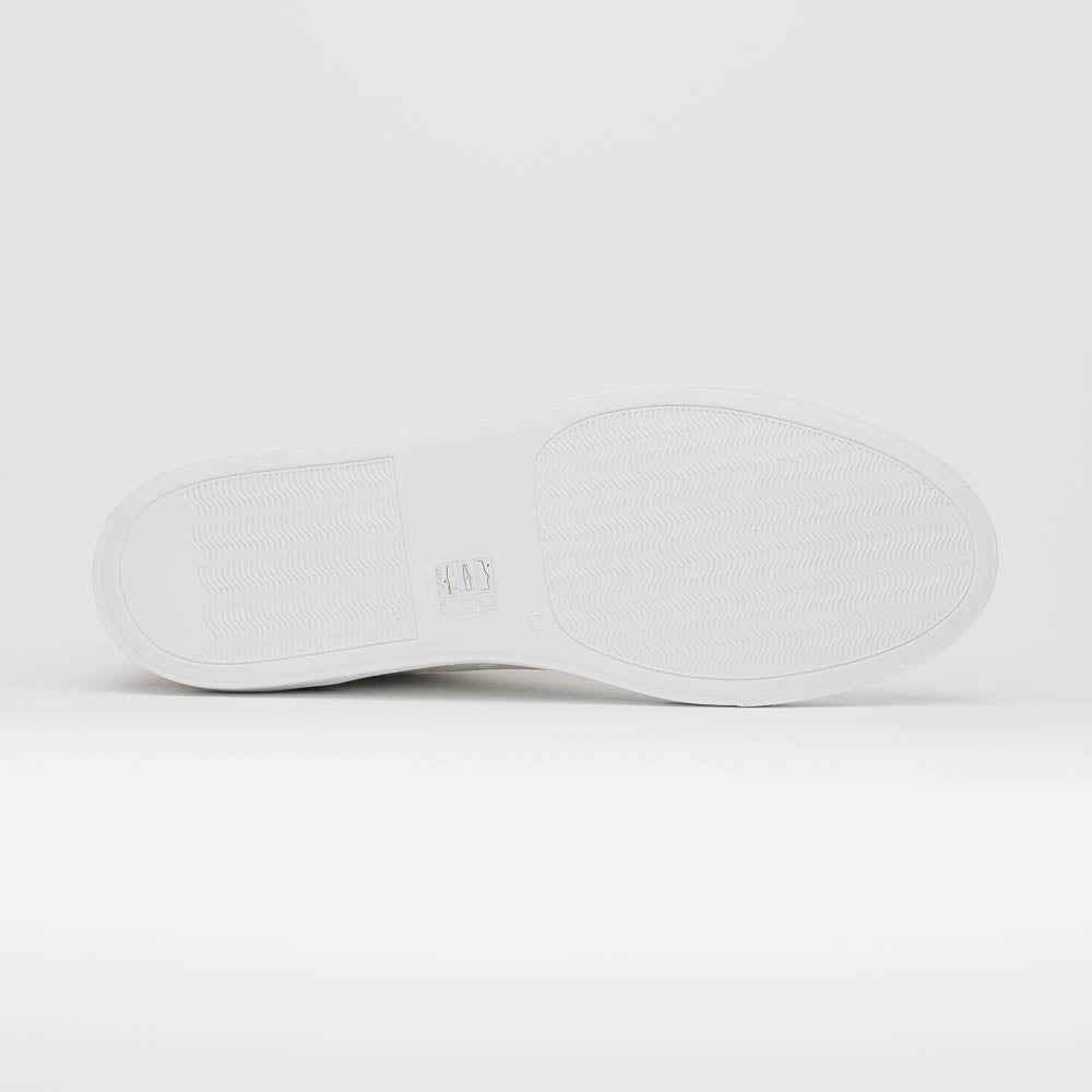 Zelli Diaz Minimalist Rubberized Calfskin Sneaker in Matte White