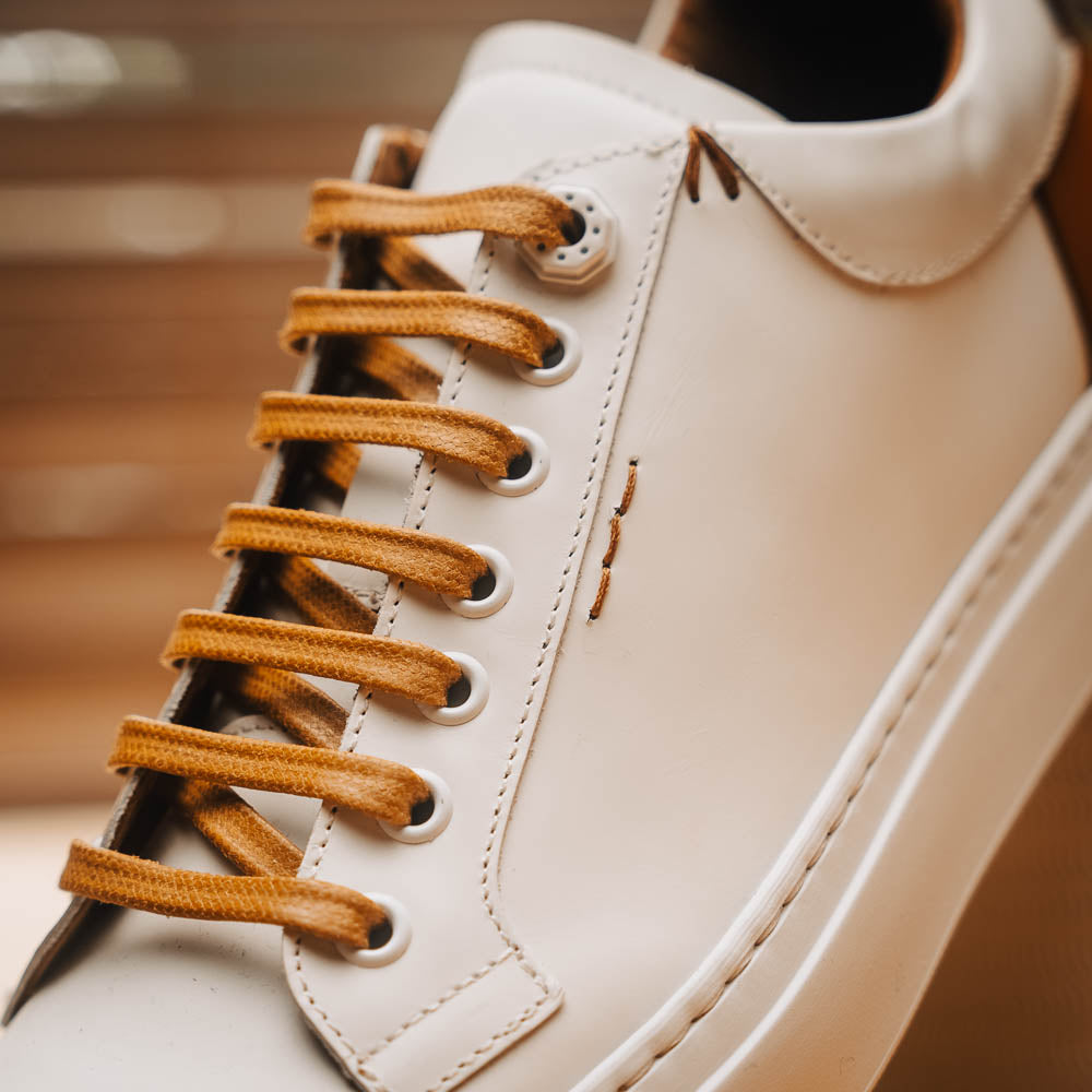 Zelli Diaz Minimalist Rubberized Calfskin Sneaker in Matte White