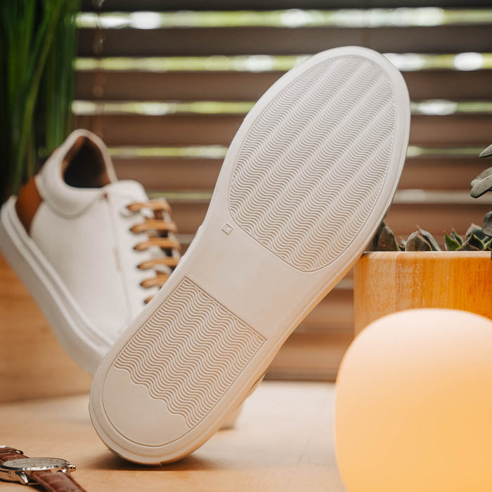 Zelli Diaz Minimalist Rubberized Calfskin Sneaker in Matte White