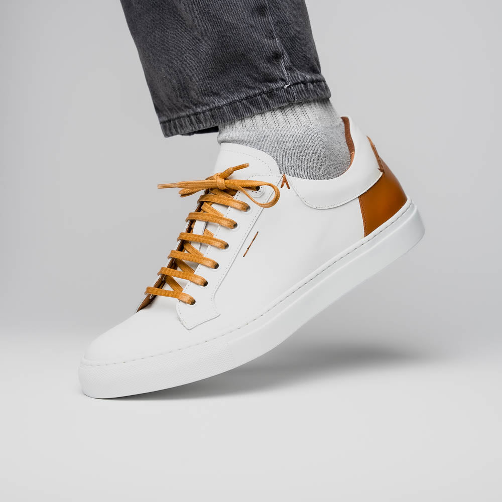 Zelli Diaz Minimalist Rubberized Calfskin Sneaker in Matte White
