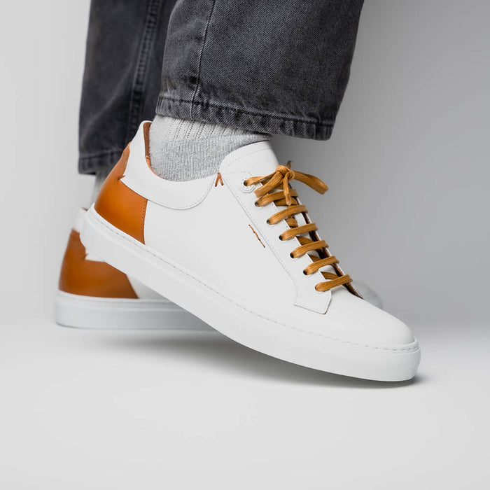 Zelli Diaz Minimalist Rubberized Calfskin Sneaker in Matte White