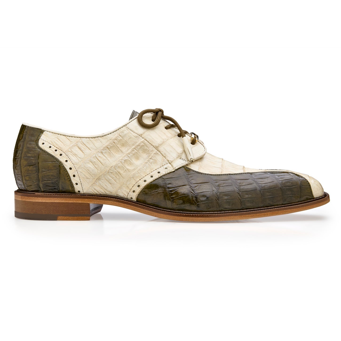 Belvedere Domenico Bone/Olive Alligator Leather Shoe – SuitUSA