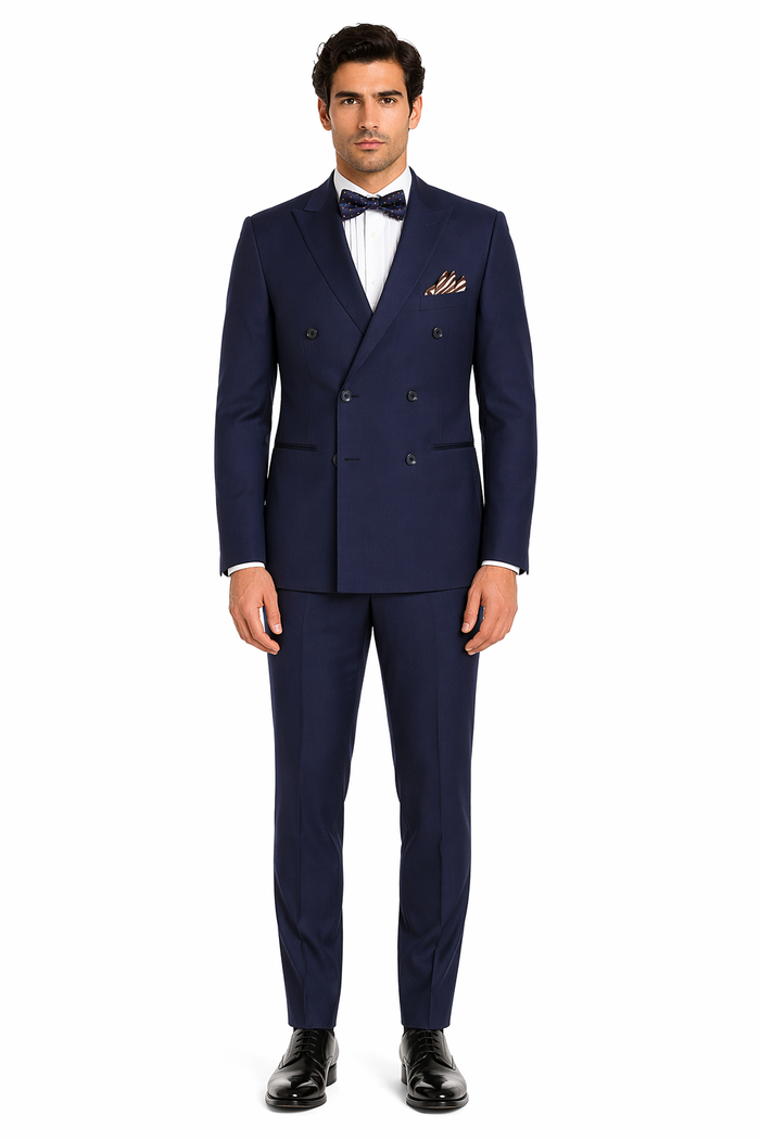 Double Breasted Suits Slim Fit Wool Suit 4 Buttons Style 2020 New Formal Style