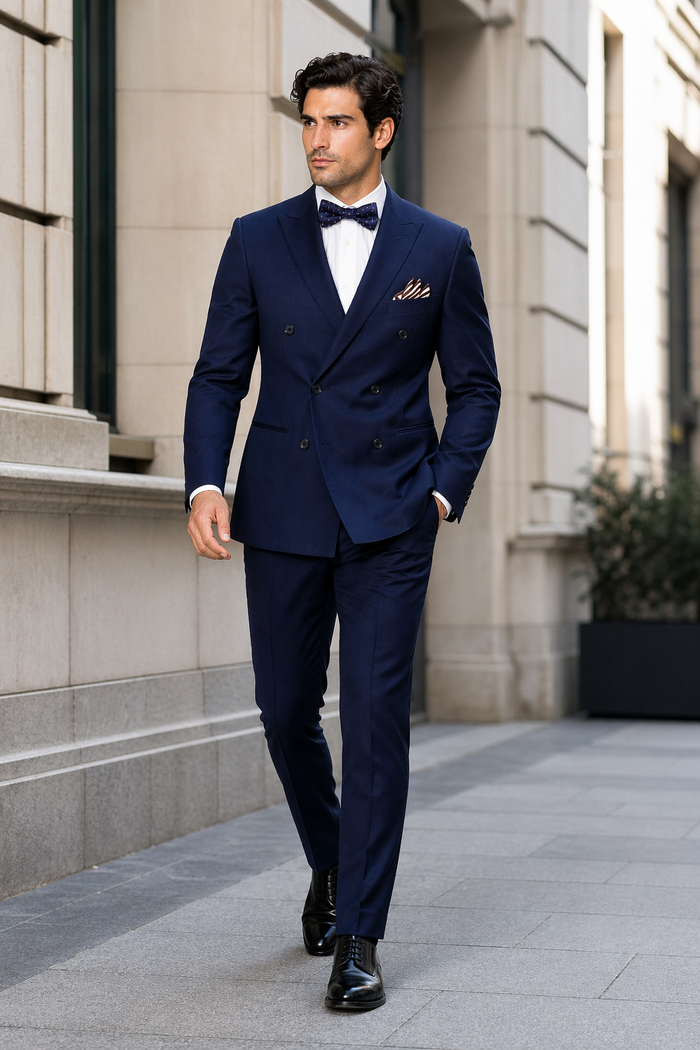 Double Breasted Suits Slim Fit Wool Suit 4 Buttons Style 2020 New Formal Style