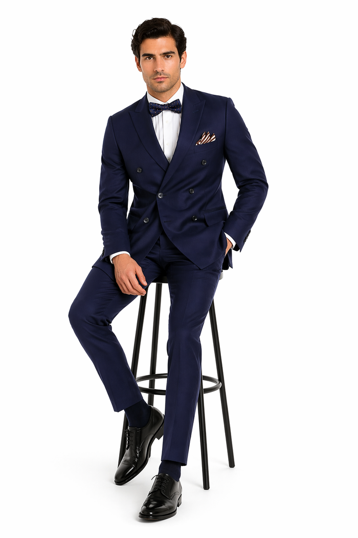 Double Breasted Suits Slim Fit Wool Suit 4 Buttons Style 2020 New Formal Style