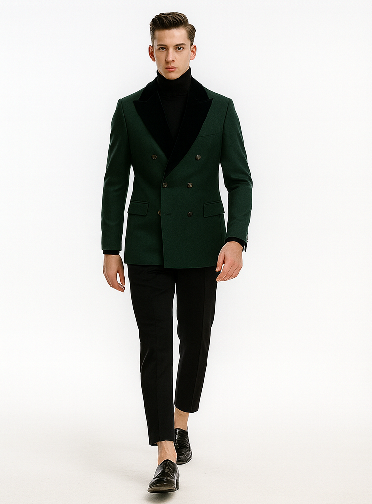 Double Breasted Tuxedo With Gold Buttons Black Lapel perfect for Wedding or Prom by PROMTUXEDO
