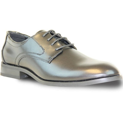 Black Prom Shoe MENS PLAIN ROUND TOE OXFORD DRESS SHOE IN BLACK