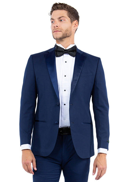Dark Blue Wedding Suit MEN'S MODERN FIT TWO BUTTON NOTCH LAPEL TUXEDO SEPARATES JACKET IN NAVY WITH NAVY LAPEL