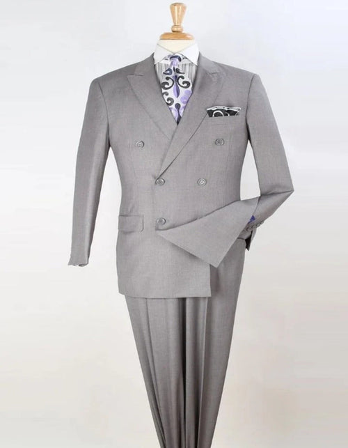 Silver Prom Suit Light Grey Suit - Silver Gray Suit For Wedding - Mens Classic Double Breasted Luxury Wool Light Grey Suit