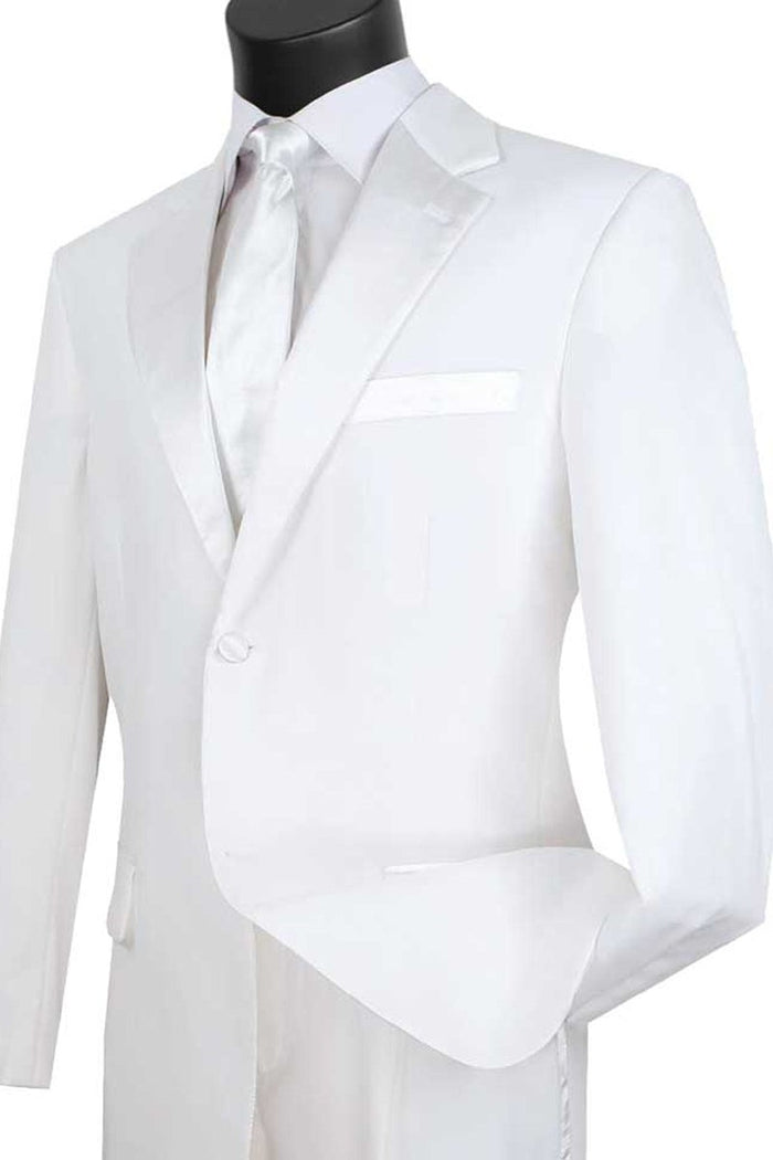 Classic Tuxedo MENS CLASSIC 2 BUTTON POPLIN TUXEDO IN WHITE