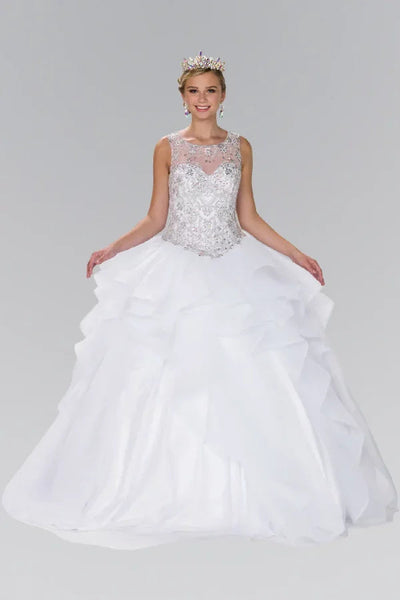 Beaded Illusion Ballgown with Bolero by Elizabeth K GL2378