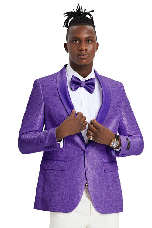 Purple Wedding Tuxedo MEN'S PAISLEY BROCADE PROM DINNER Lavender JACKET by PROMTUXEDO