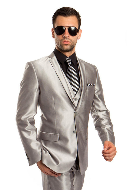 Silver Prom Suit - Platinum Color With Stage Suit
