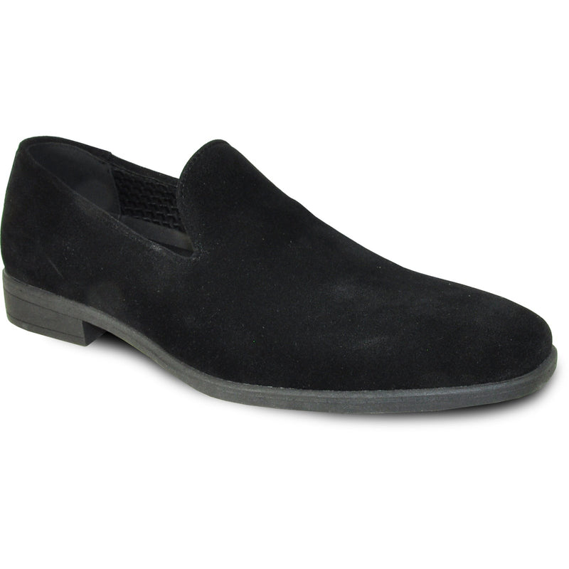 Black Prom Shoe MENS VEGAN SUEDE WEDDING & PROM SLIP ON LOAFER DRESS SHOE IN BLACK)