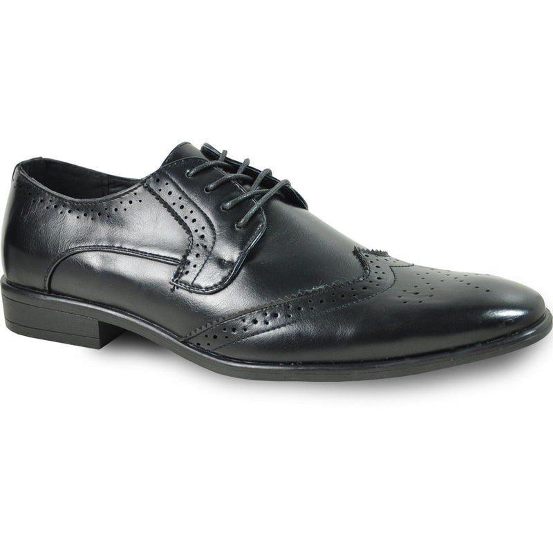 Black Prom Shoe MENS VINTAGE STYLE 1920'S WINGTIP LACE UP DRESS SHOE IN BLACK