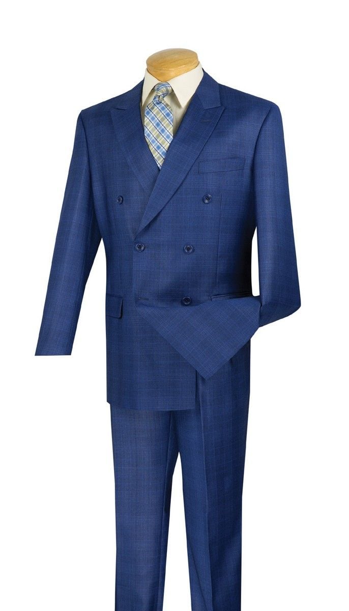 Modern Fit Men's Plaid Suit with Peak Lapel, 2 Button - Tan, CLOSE OUT 42R by Vinci
