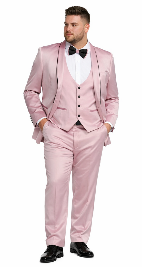 Dusty Rose Slim Fit Satin Tuxedo – Four Piece Set