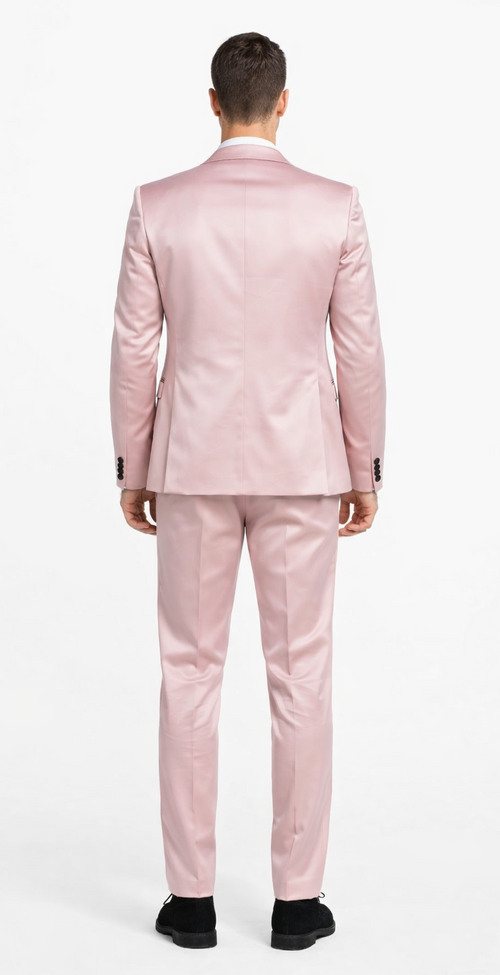 Dusty Rose Slim Fit Satin Tuxedo – Four Piece Set