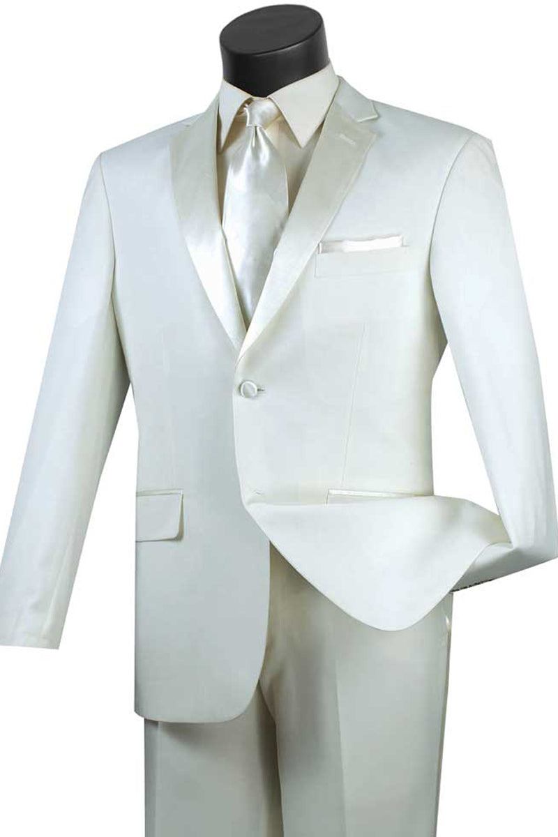 Mens Ivory Slim Fit Notch Tuxedo from Vinci Suits