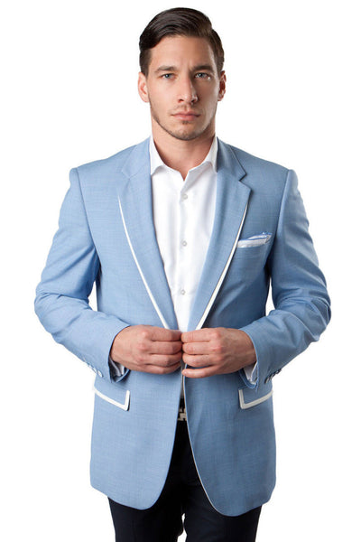 Men's Sky Blue Summer Blazer by Tazio Suits
