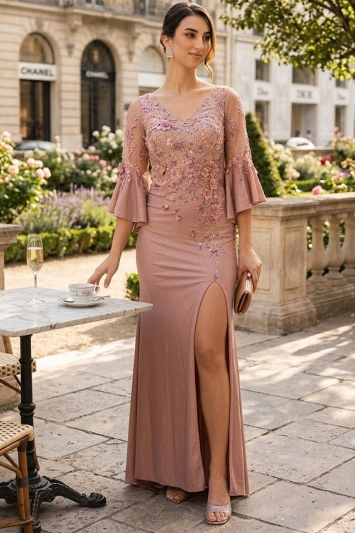 Mother Of Groom Dress V-Neck Sheath Formal Gown By May Queen MQ2163