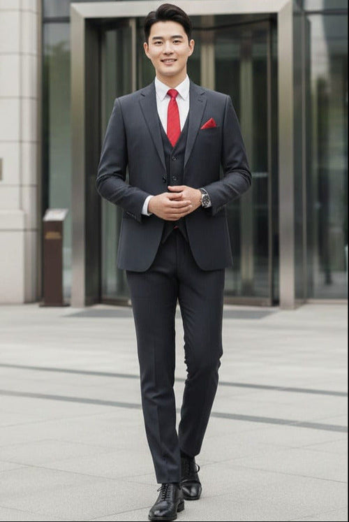 Effetti Suit Designer - 2 button Notch Lapel slim fit EF2N+V-8129 CHARCOAL