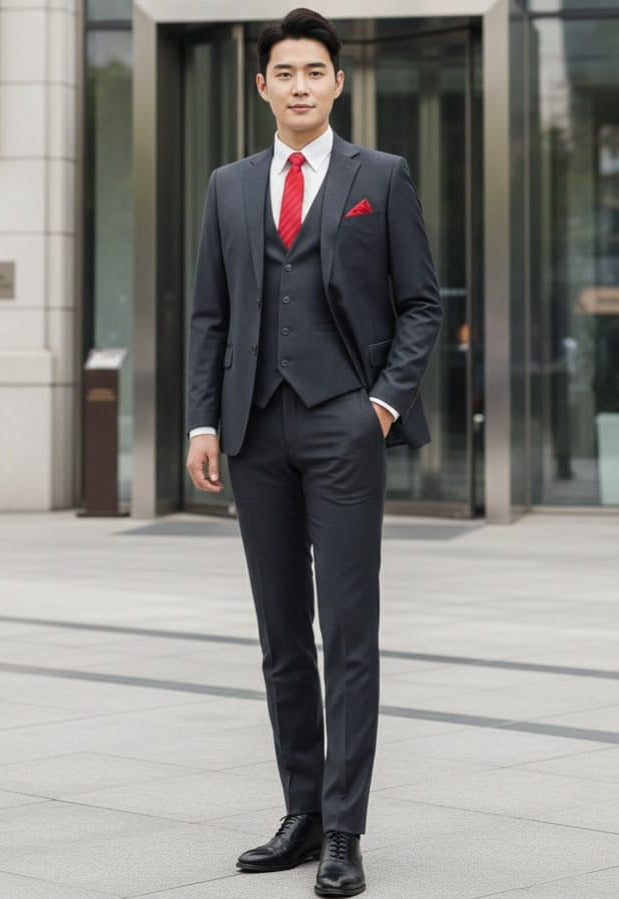 Effetti Suit Designer - 2 button Notch Lapel slim fit EF2N+V-8129 CHARCOAL