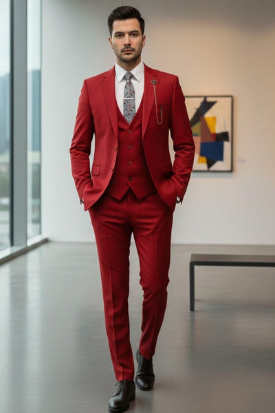 Effetti Suit Designer - 2 button Notch Lapel slim fit EF2N+V-8129 RED