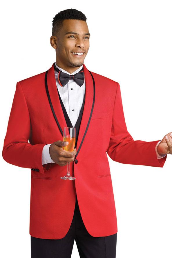 Jasper Red 1-Button Shawl Tuxedo (2-Piece Set) by EJ Samuel