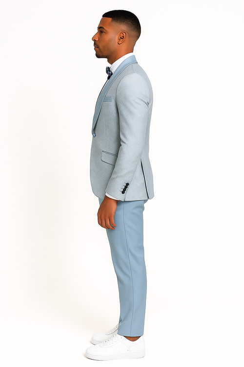 2024 Prom Special Blue Tuxedo Suit w/ Double-Breasted Vest by Tazzio PROMTUXEDO