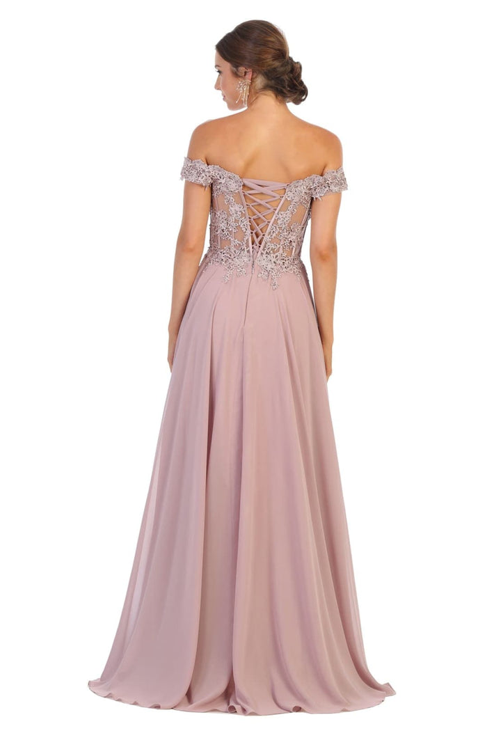 May Queen MQ1714 Bridesmaid Dresses in Chiffon Off Shoulder Plus Size