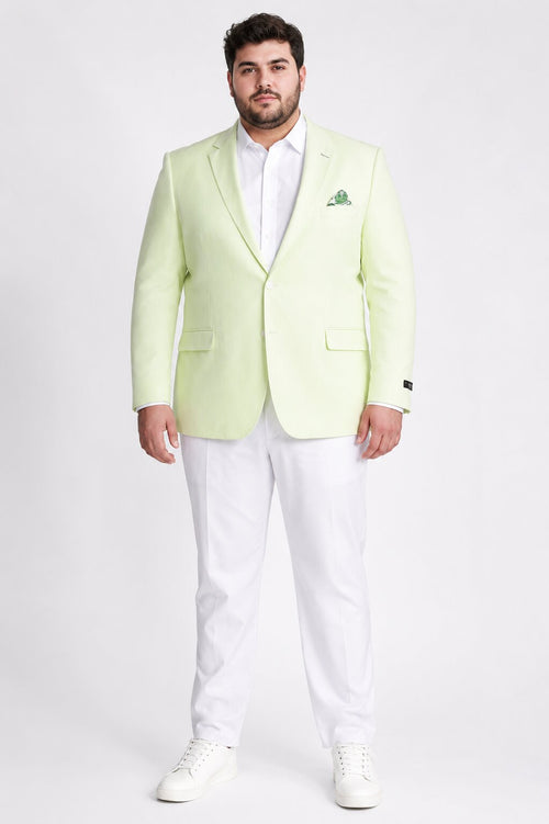 Tazio Men's Summer Blazer - Slim Fit Linen Style - Mint Green