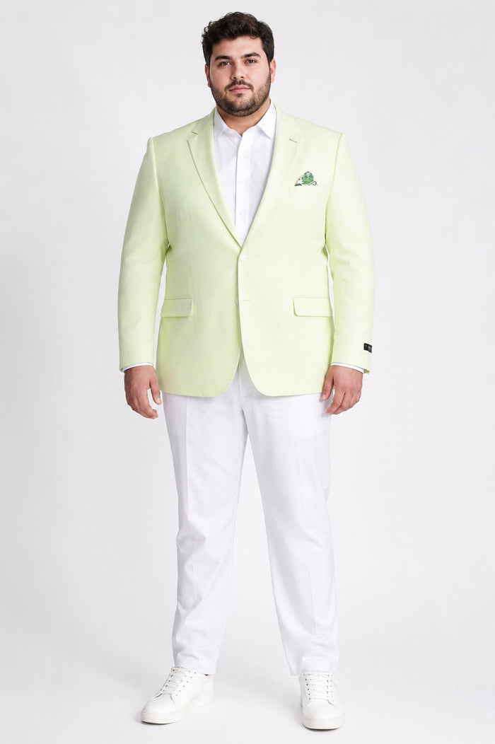 Tazio Men's Summer Blazer - Slim Fit Linen Style - Mint Green