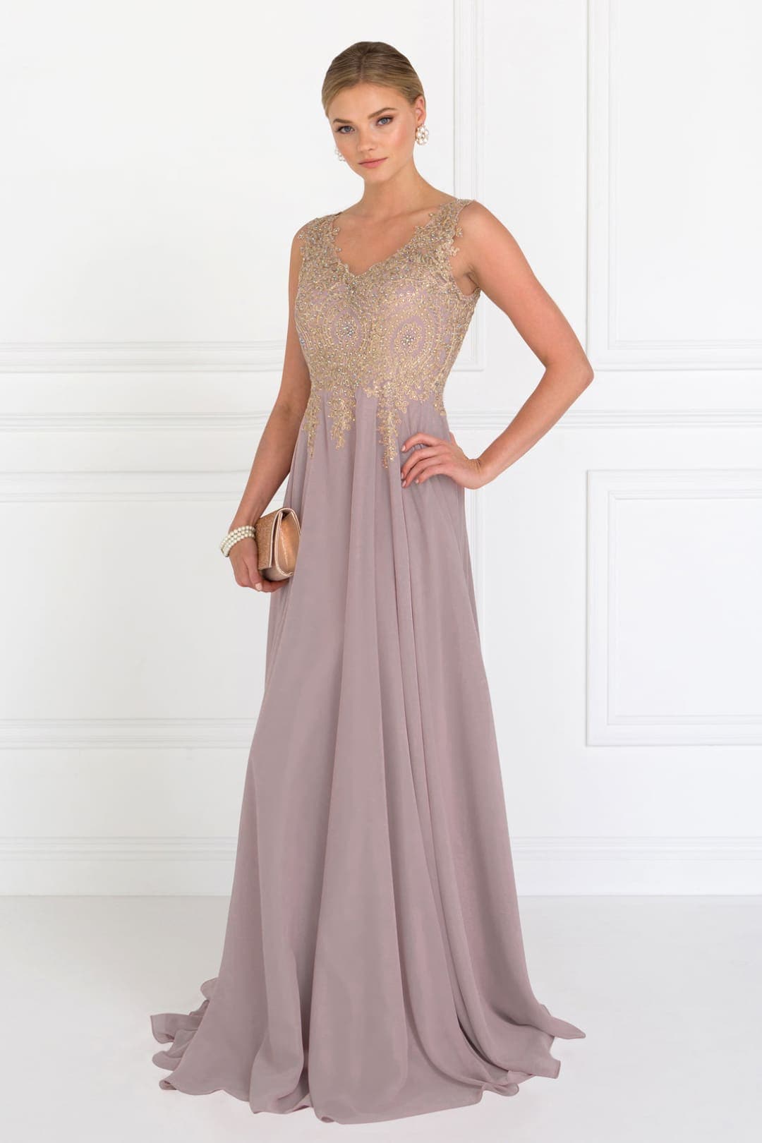 Embroidered Chiffon Dress by Elizabeth K GL2311