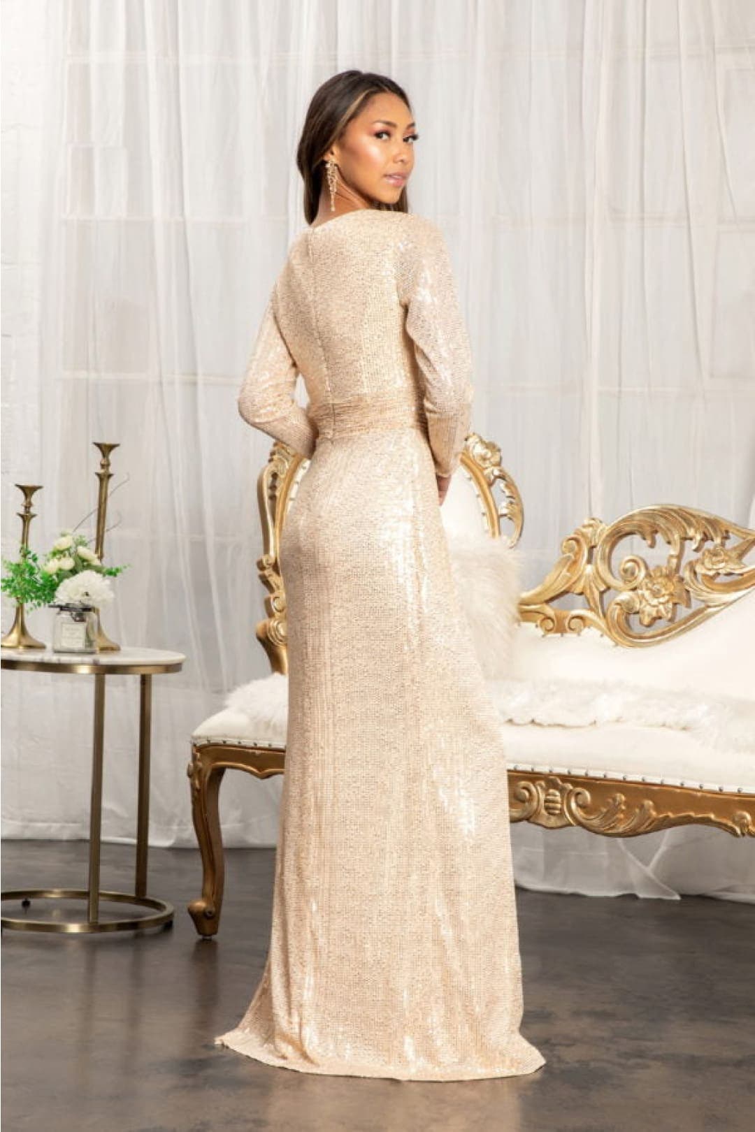 Sequin Long Sleeve Dress by Elizabeth KGL3063
