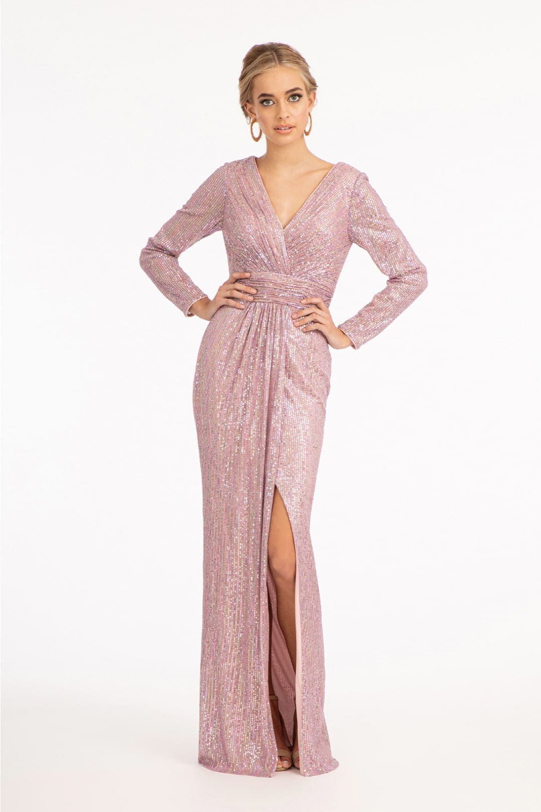 Sequin Long Sleeve Dress by Elizabeth KGL3063