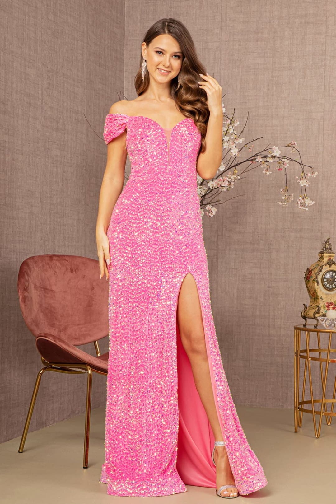 Corset Back Sequin Gown by Elizabeth KGL3148