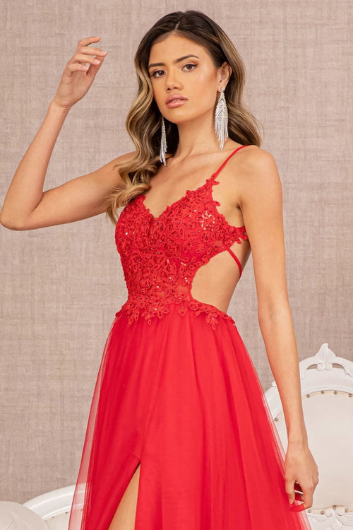 V-Neck Sheer Formal Dress by Elizabeth KGL3152
