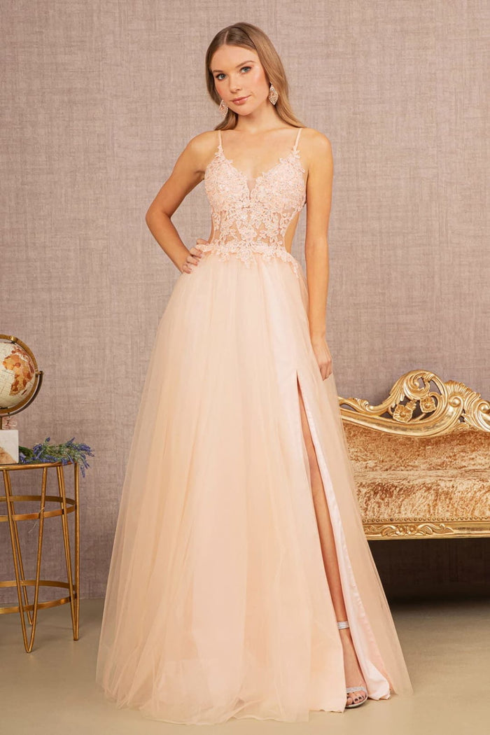 V-Neck Sheer Formal Dress by Elizabeth KGL3152