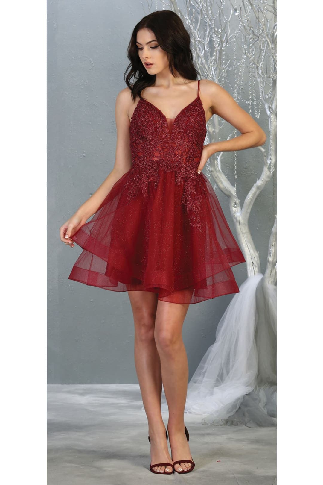 Dama Dresses for Quinceanera in Burgundy Style MQ1816 Quince Outfit