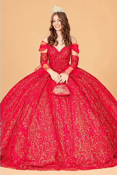 Embellished Off Shoulder Gown by Elizabeth KGL3073