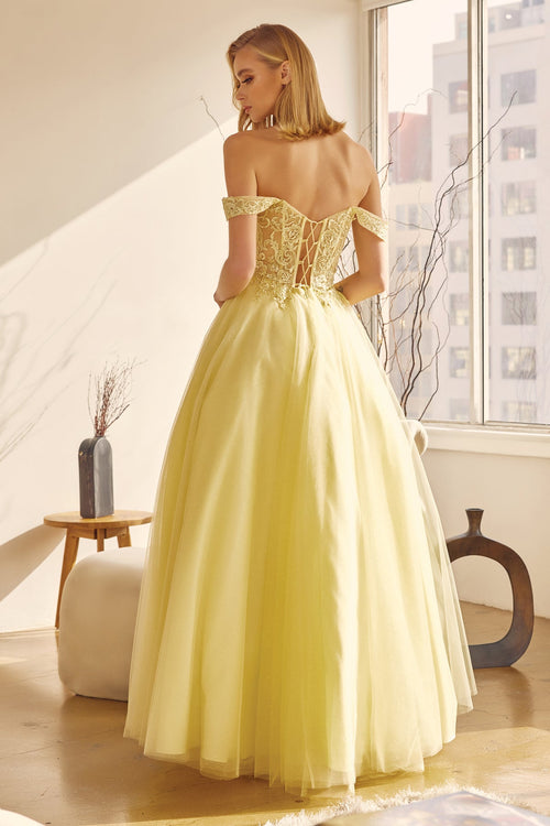 Juliet 280 Embroidered Illusion Bodice Glitter Tulle Off Shoulder Dress