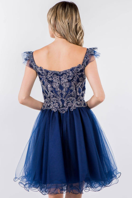 Embroidered Short Ruffled Dress by Elizabeth KGS1966